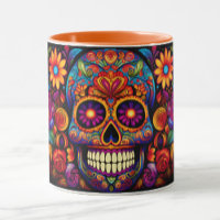 Dia de los Muertos Add Name Skull Orange Inside