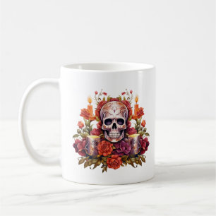 Dia de los Muertos Beautiful Floral Sugar Skull Coffee Mug