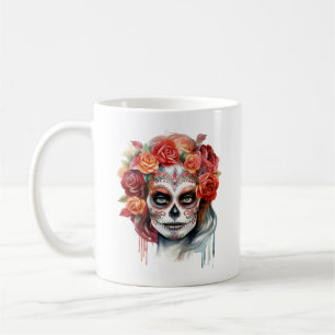 Dia de los Muertos Beautiful Woman Sugar Skull Coffee Mug