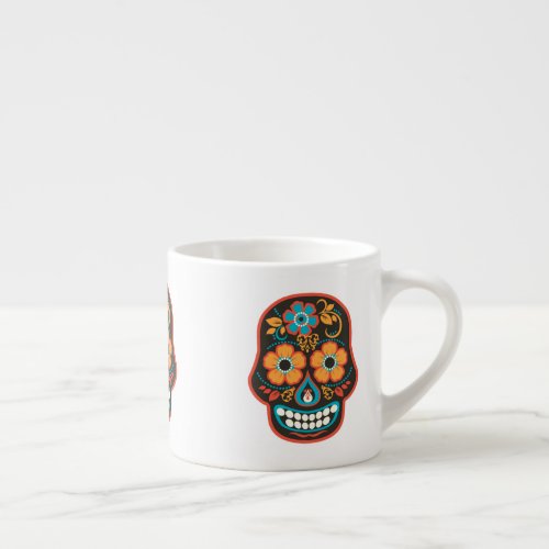 Dia de los Muertos Black Sugar Skull Espresso Cup