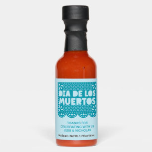 Dia de los Muertos Blue Picado Papel Hot Sauces