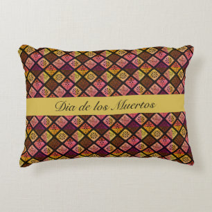 Dia de los Muertos Boho Mexican Folk Art Accent Pillow
