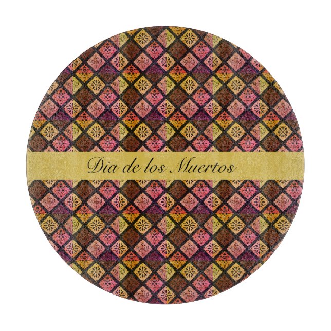 Dia de los Muertos Boho Mexican Folk Art Cutting Board (Front)