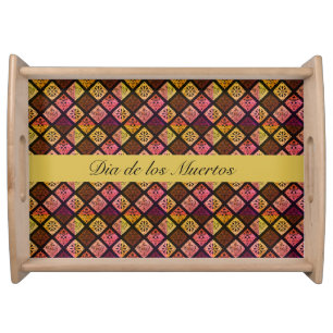 Dia de los Muertos Boho Mexican Folk Art Serving Tray