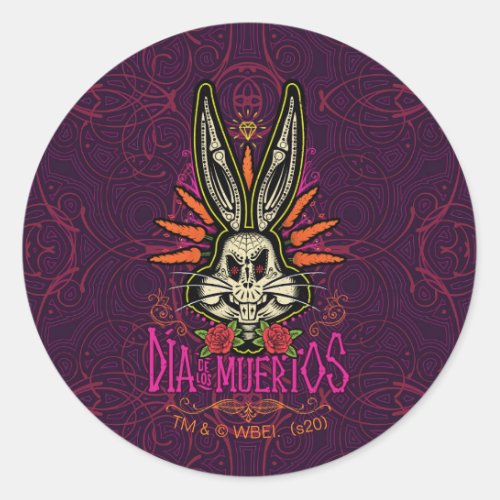 Da De Los Muertos BUGS BUNNY Floral Classic Round Sticker