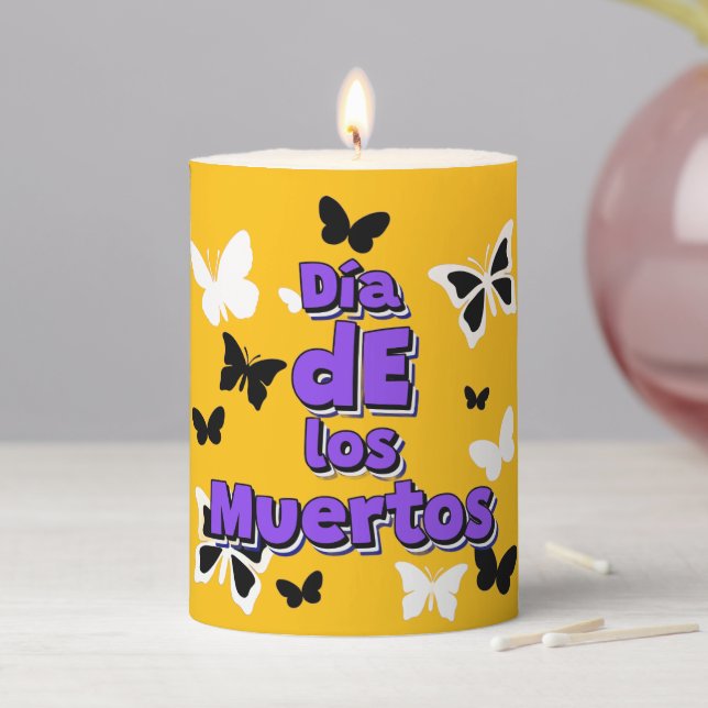 Día de los Muertos Butterfly Pillar Candle (In Situ)