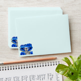 Dia de los Muertos Calavera Blue Hat Envelope