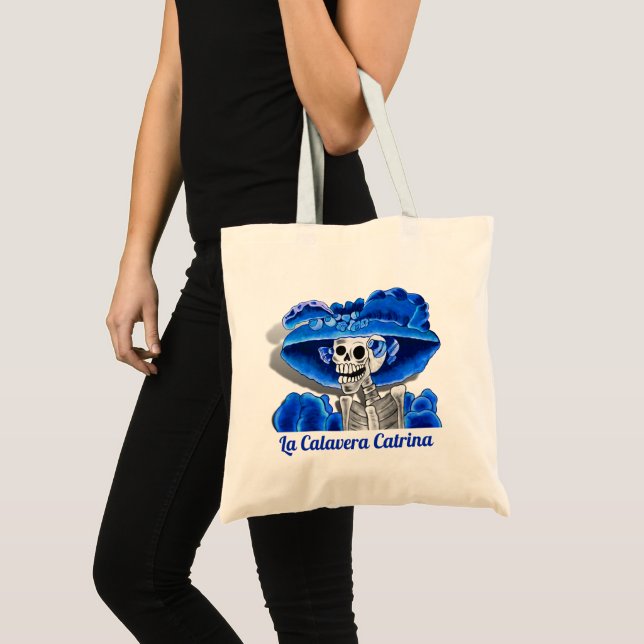 Dia De Los Muertos Calavera Sugar Skull in Blue Tote Bag (Front (Product))