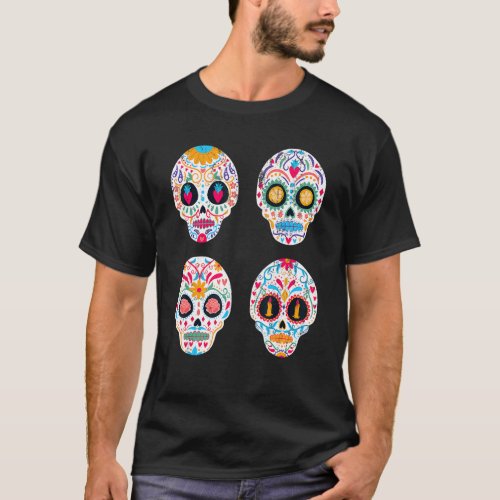 Dia De Los Muertos Camiseta Day Of The Dead Sugar  T_Shirt