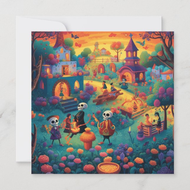 Dia de los Muertos, Candlelit Remembrance Invitation (Front)