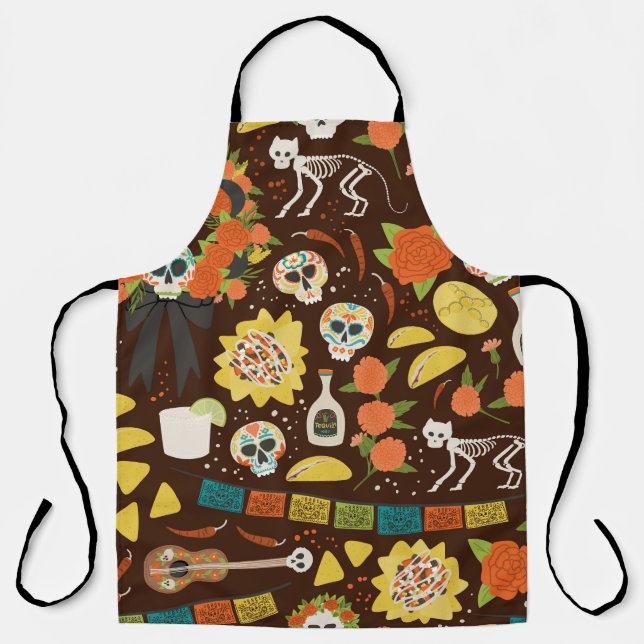 Dia De Los Muertos, cartoon pattern. Apron (Front)