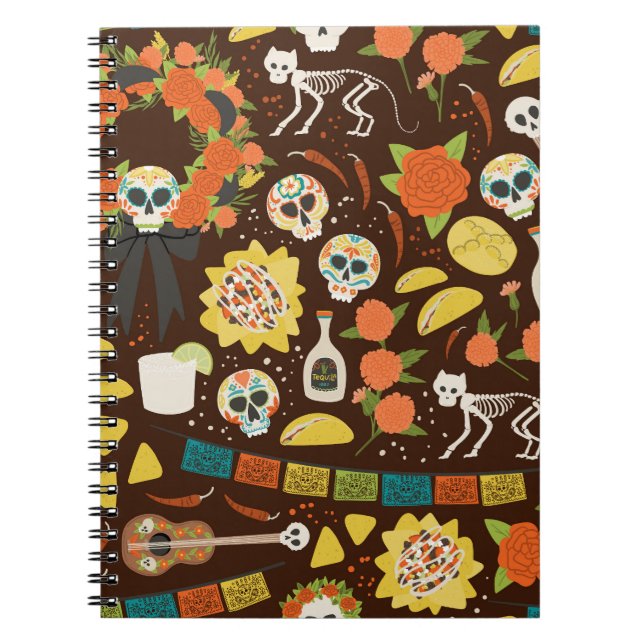 Dia De Los Muertos, cartoon pattern. Notebook (Front)