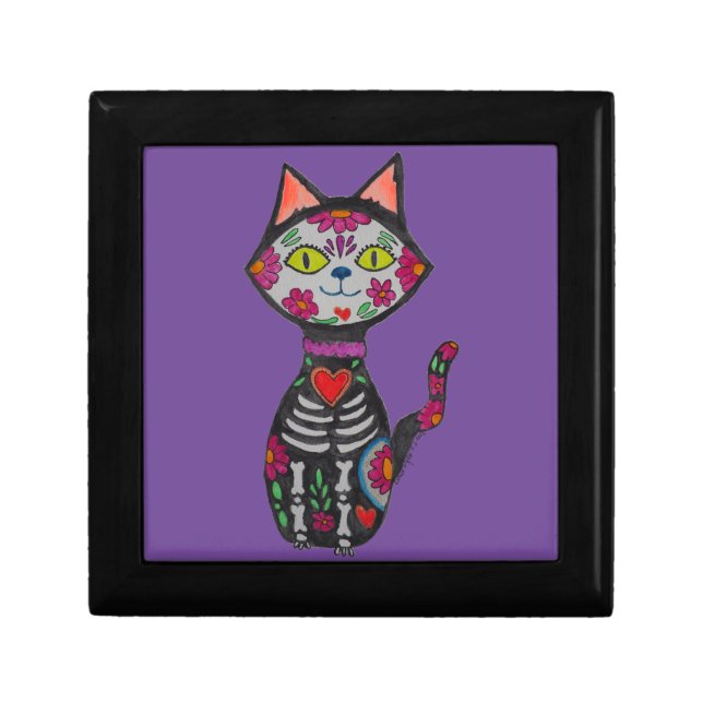 Dia de Los Muertos Cat  Gift Box (Front)