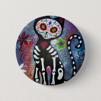 Dia de los Muertos Cat Pinback Button