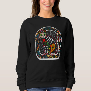 Dia De Los Muertos Cat Sugar Skull Kitten Skeleton Sweatshirt