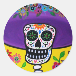 DIA DE LOS MUERTOS CATRINA CLASSIC ROUND STICKER