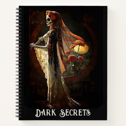 Dia de los Muertos Catrina Skeleton Goth Aesthetic Notebook