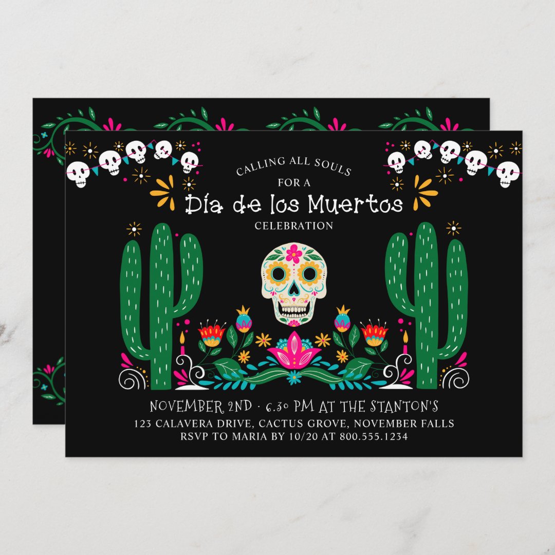 Dia de los Muertos Celebration Mexico Theme Invitation | Zazzle