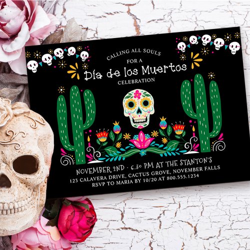Dia de los Muertos Celebration Mexico Theme Invitation