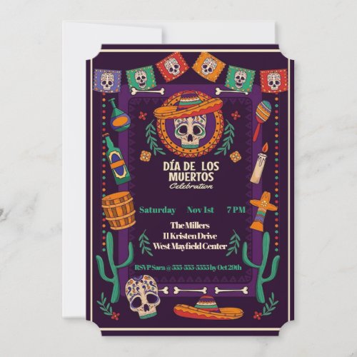 Dia de los Muertos Celebration Party Invitation