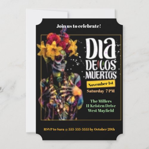 Dia de los Muertos Celebration Party Invitation