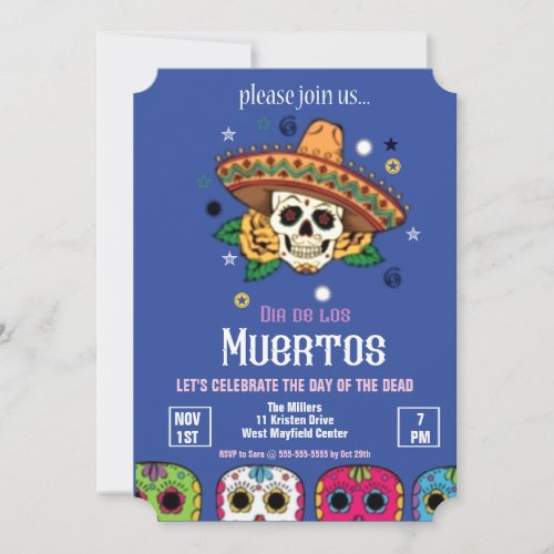 Dia de los Muertos Celebration Party Invitation