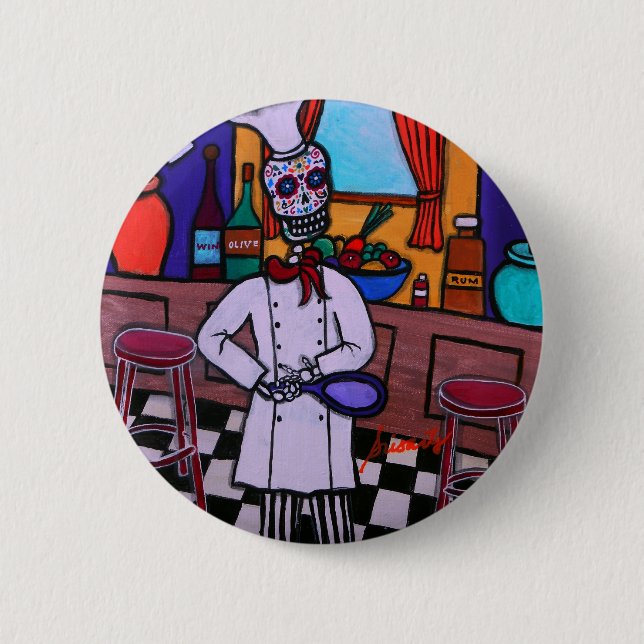 Dia de los Muertos Chef Pinback Button (Front)