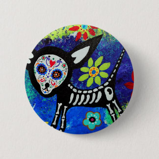 Dia de los Muertos Chihuahua Pinback Button