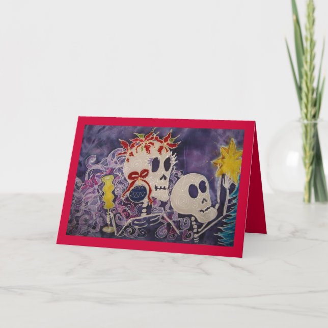 Dia de los Muertos Christmas Poins... - Customized Card (Front)