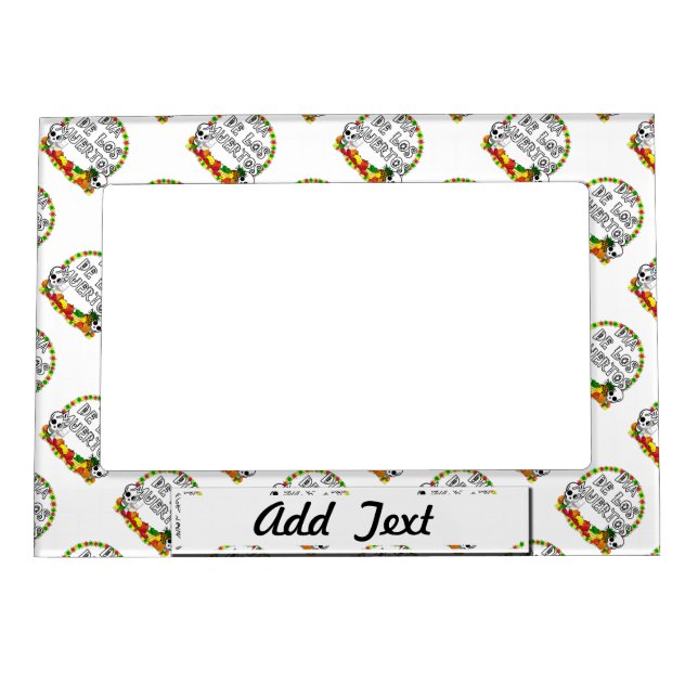 Dia De Los Muertos Circle with Skulls Magnetic Photo Frame (Front)