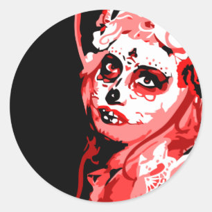 dia de los muertos classic round sticker