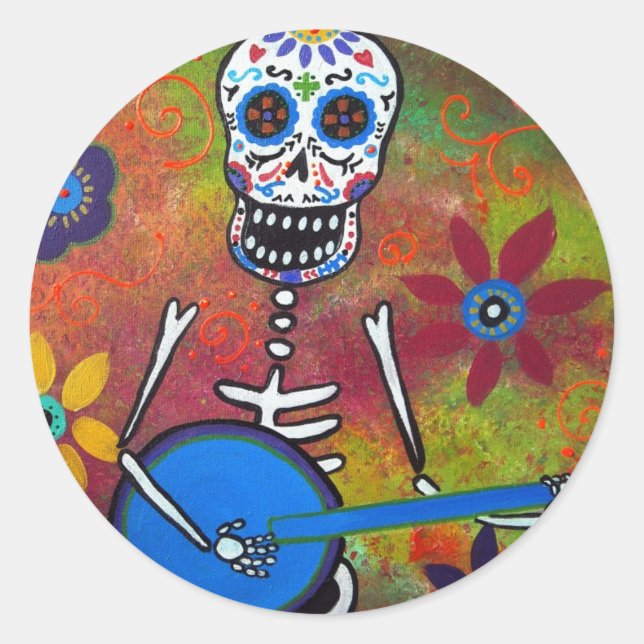 DIA DE LOS MUERTOS CLASSIC ROUND STICKER (Front)