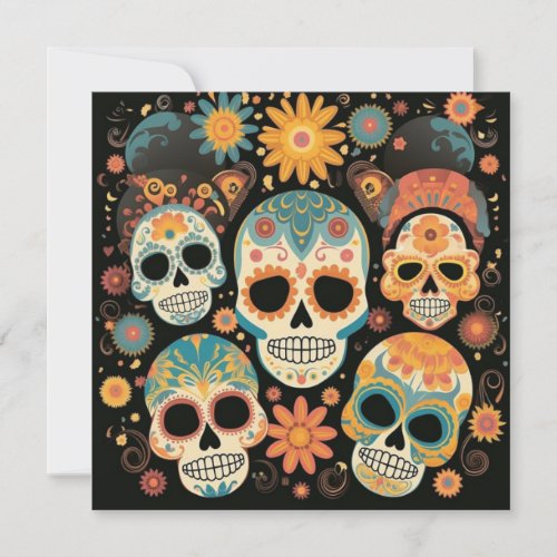 Dia de los Muertos Colorful Calavera Gallery Invitation