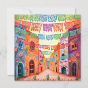"Dia de los Muertos", Colorful Papel Picado Invitation