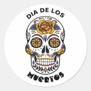 Dia de los Muertos Colorful Skull Halloween Classic Round Sticker