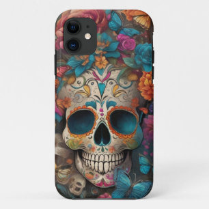 Dia de los Muertos: Colorful Sugar Skull iPhone 11 Case