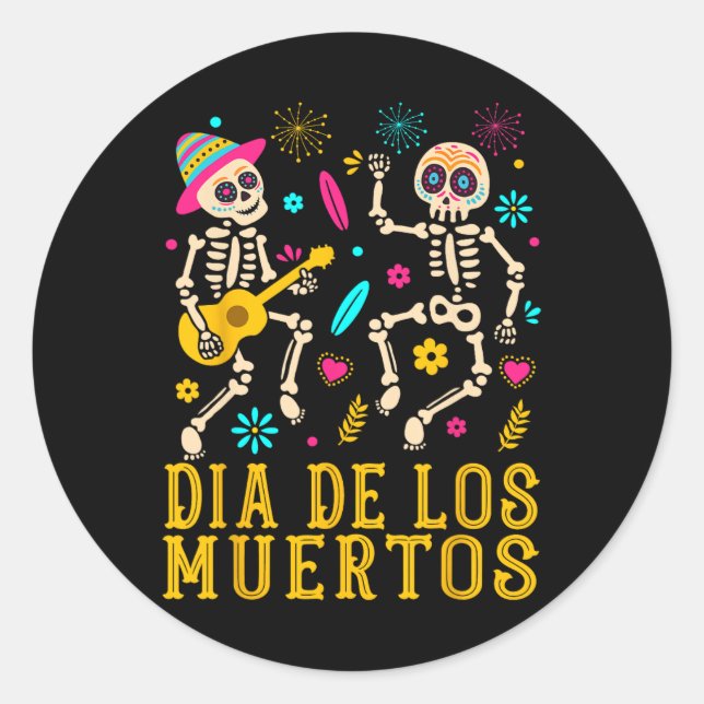 Dia De Los Muertos Costume Day Of The Dead Skeleto Classic Round Sticker (Front)