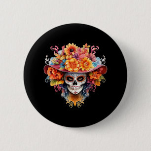 Dia De Los Muertos Costume Day Of The Dead Skull H Button