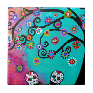 Dia de los Muertos Couple Ceramic Tile