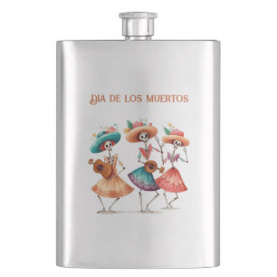 Dia de los Muertos Dancing Calavera Trio Flask