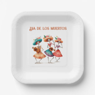 Dia de los Muertos Dancing Calavera Trio Paper Plates