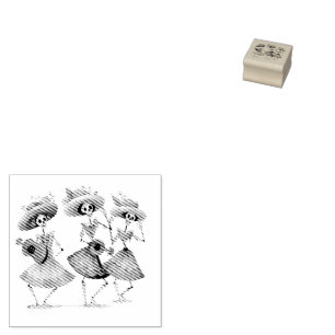 Dia de los Muertos Dancing Calavera Trio Rubber Stamp