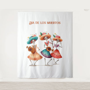 Dia de los Muertos Dancing Calavera Trio Tapestry
