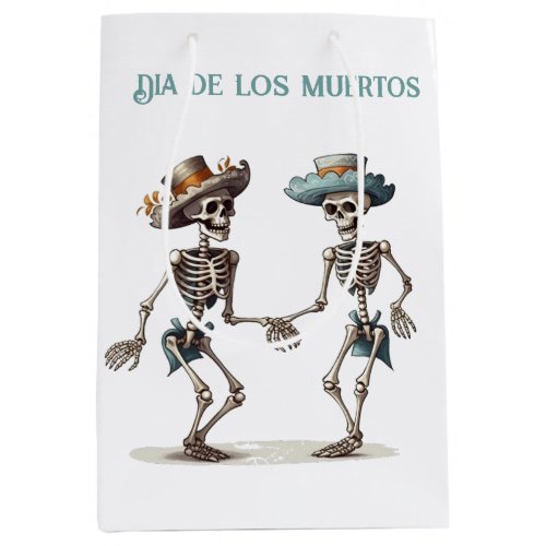 Dia de los Muertos dancing skeletons customizable Medium Gift Bag