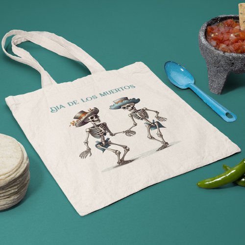 Dia de los Muertos dancing skeletons customizable Tote Bag