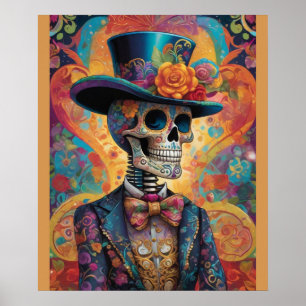 Dia de los Muertos Dapper Skeleton Poster