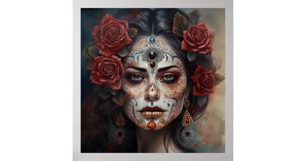 Dia de los Muertos Day of the Dead Art Poster | Zazzle