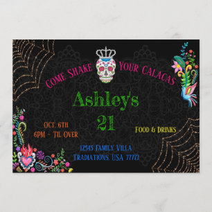 Dia De Los Muertos Day of The Dead Birthday 5x7 Invitation