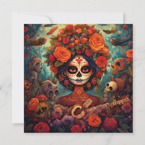 Dia de los Muertos Day of the Dead Guitar Invitation