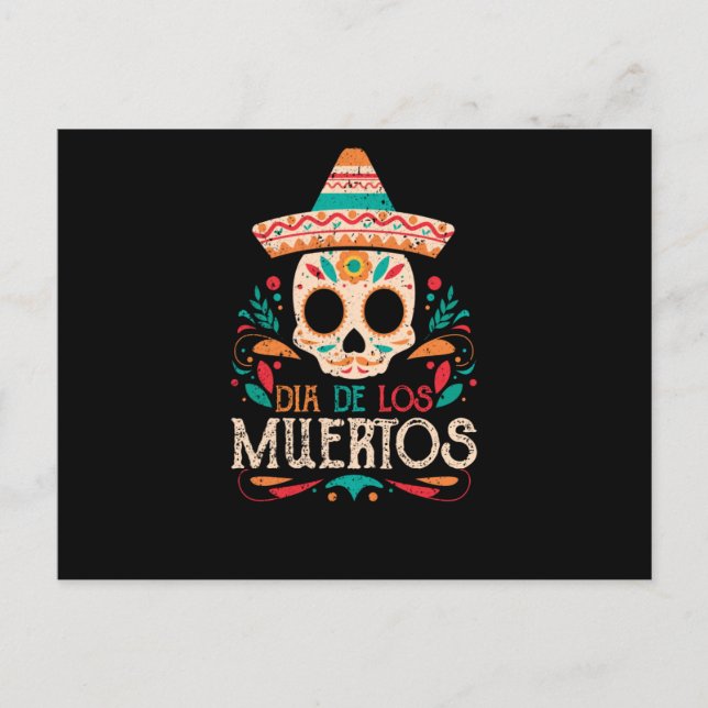 Dia De Los Muertos Day of the Dead Mexico Skull Postcard (Front)